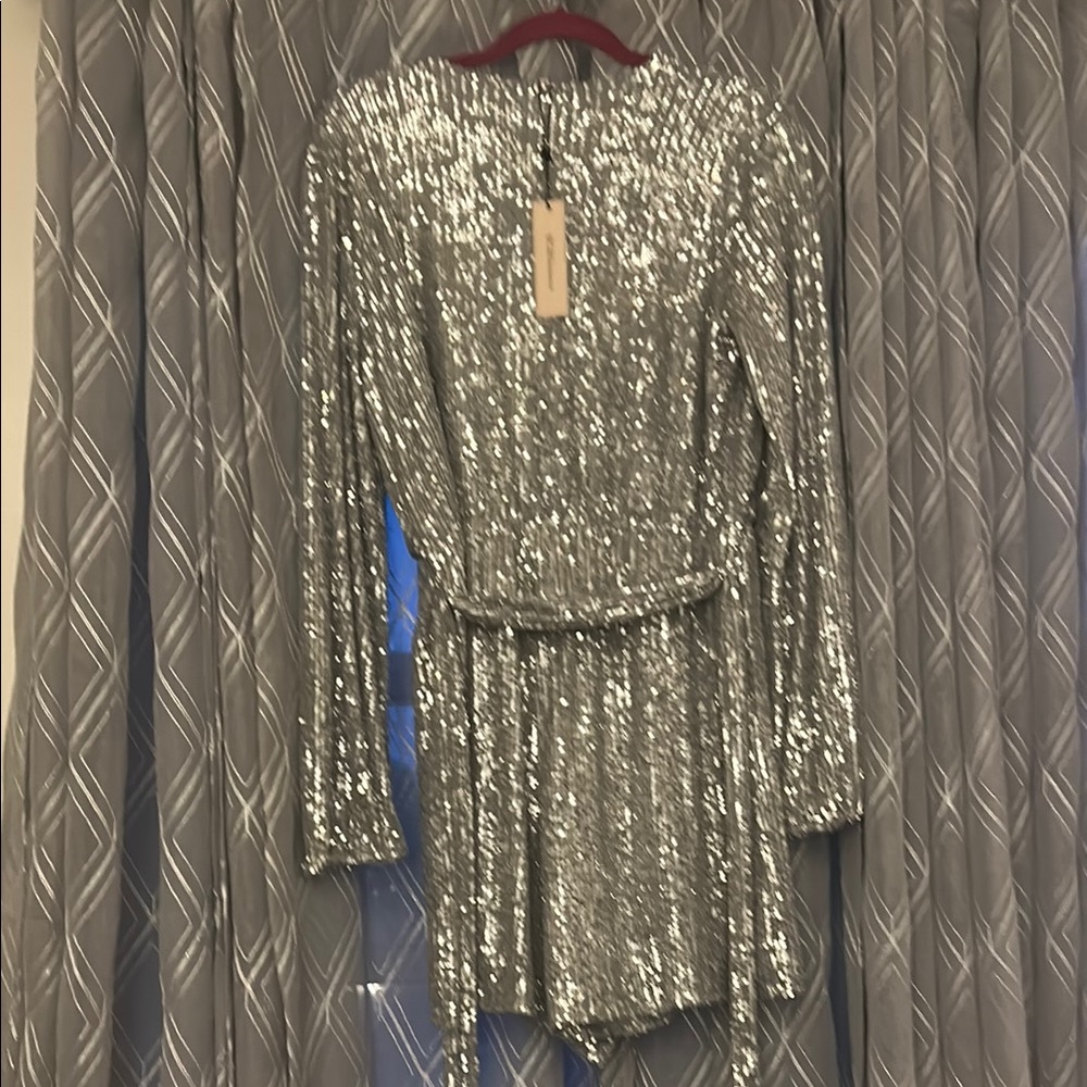 Bcbgeneration Shimmering Silver Sequin Dress - image 2
